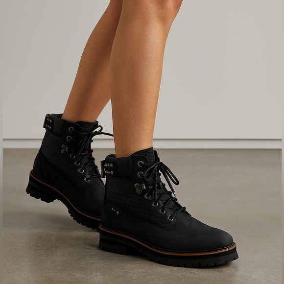 Mark Nason Shoes - Mark Nason Skechers Lumber Jill Black Leather Combat Boots Women 9
